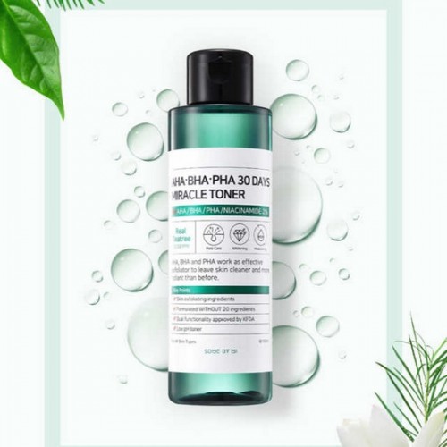 Toner giảm Mụn 30 Ngày AHA - BHA - PHA 30 Day Miracle Toner 150ml Tặng Kèm Máy Massage Mặt Ion Thẩm Thấu Kem Dưỡng