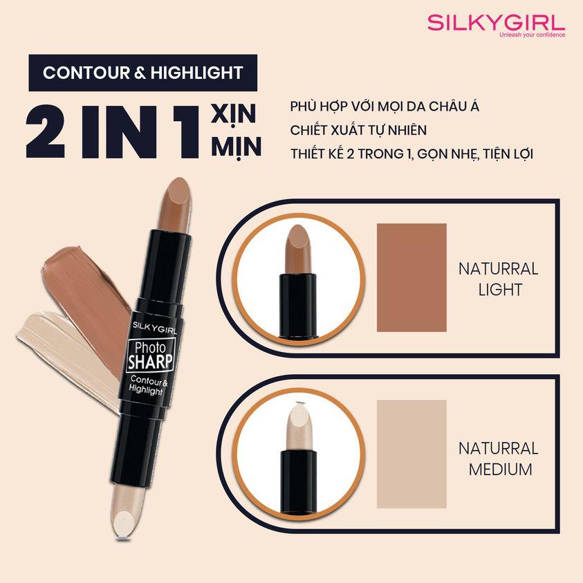 Tạo Khối Hai Đầu Dạng Thỏi Silkygirl Photosharp Contour &amp;amp; Highlight 8g