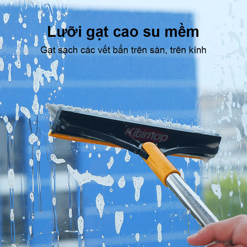 Cây chà sàn nhà tắm Kitimop-Z4 chổi cọ sàn và gạt nước đa năng 2 trong 1, cọ sạch khe hẹp và góc tường