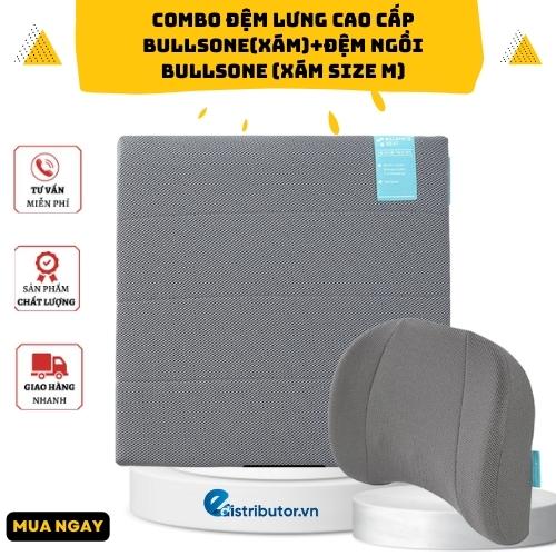 Combo Đệm Lưng Cao Cấp BullsoneXámĐệm Ngồi Bullsone Xám size M