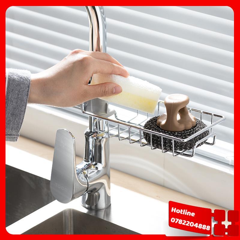 Giá Treo Đồ Rửa Bát Inox Gắn Trên Vòi Tặng Kèm Khăn Lau Cao Cấp - Loại Tốt