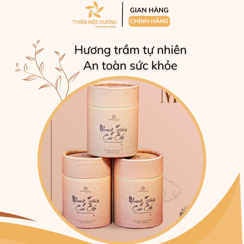 Nhang khoanh Trầm Hương cao cấp 12 Năm tích trầm - Tặng kèm lư sứ xông nhà - Thơm lâu, an toàn sức khỏe - Không kích mũi, không cay mắt - Thiên Mộc Hương