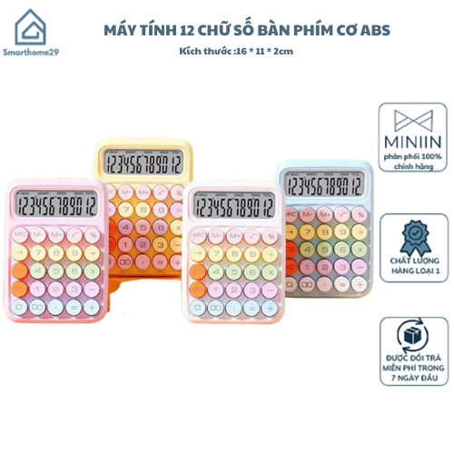 Máy Tính Văn Phòng 12 Chữ Số, Bàn Phím Cơ ABS Đồ Dùng Học Tập Đa Chức Năng - HÀNG CHÍNH HÃNG MINIIN