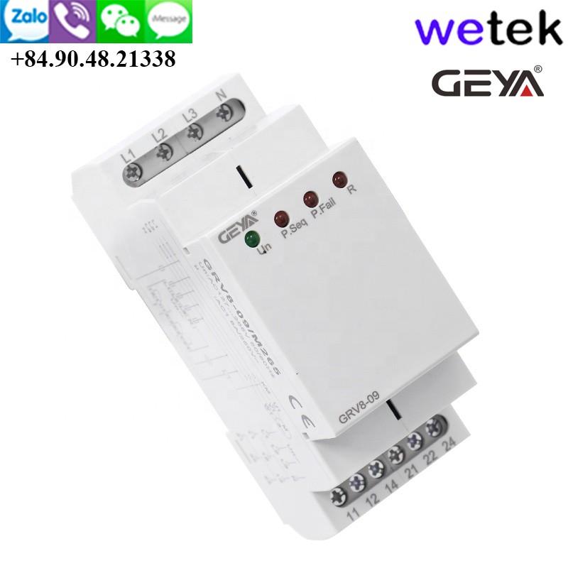 Wetek | Geya GRV8-09 Relay điện áp 3 pha, bảo vệ pha , 36mm, DIN, 2xSPDT