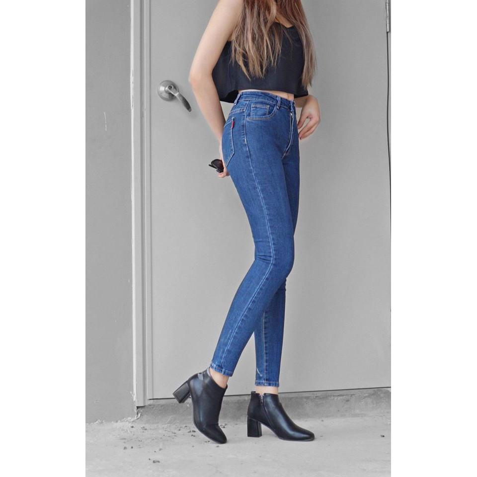 Quần jean nữ ống ôm trơn siêu hot