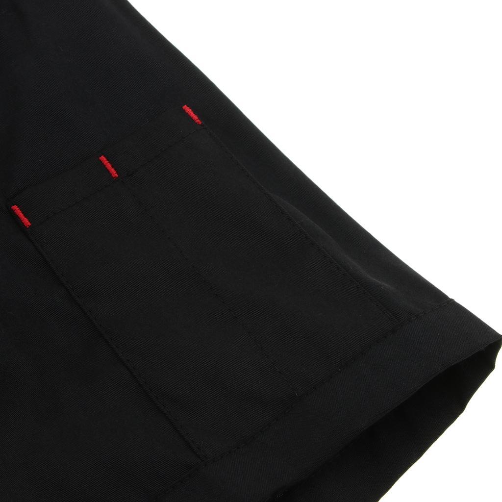 2xUnisex Chef Jackets Coat Short Sleeves Shirt Kitchen Uniforms XL Black