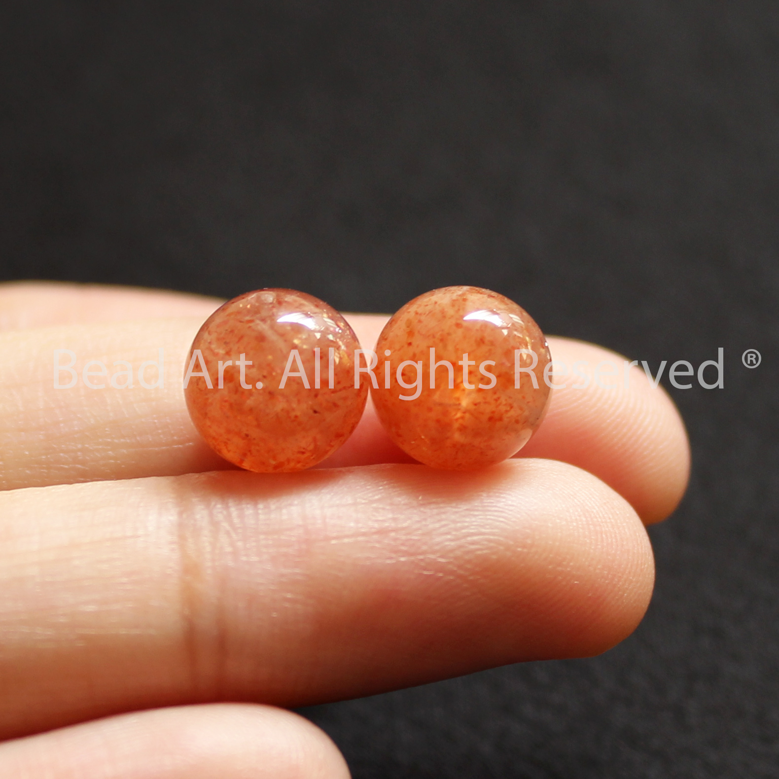 9MM Đá Sunstone, Đá Mặt Trời Tự Nhiên Màu Cam Loại A, Đá Phối Vòng Tay Phong Thuỷ, Chuỗi Hạt, Mệnh Hoả, Thổ - Bead Art