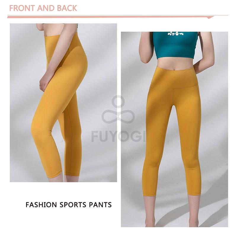 FUYOGI Sports Pants Women'S High-Waist Stretch Tight Yoga Pants V-Shaped Stretch Peach Hip Sports 7-Point Pants Women'S Buttocks Quick-Drying