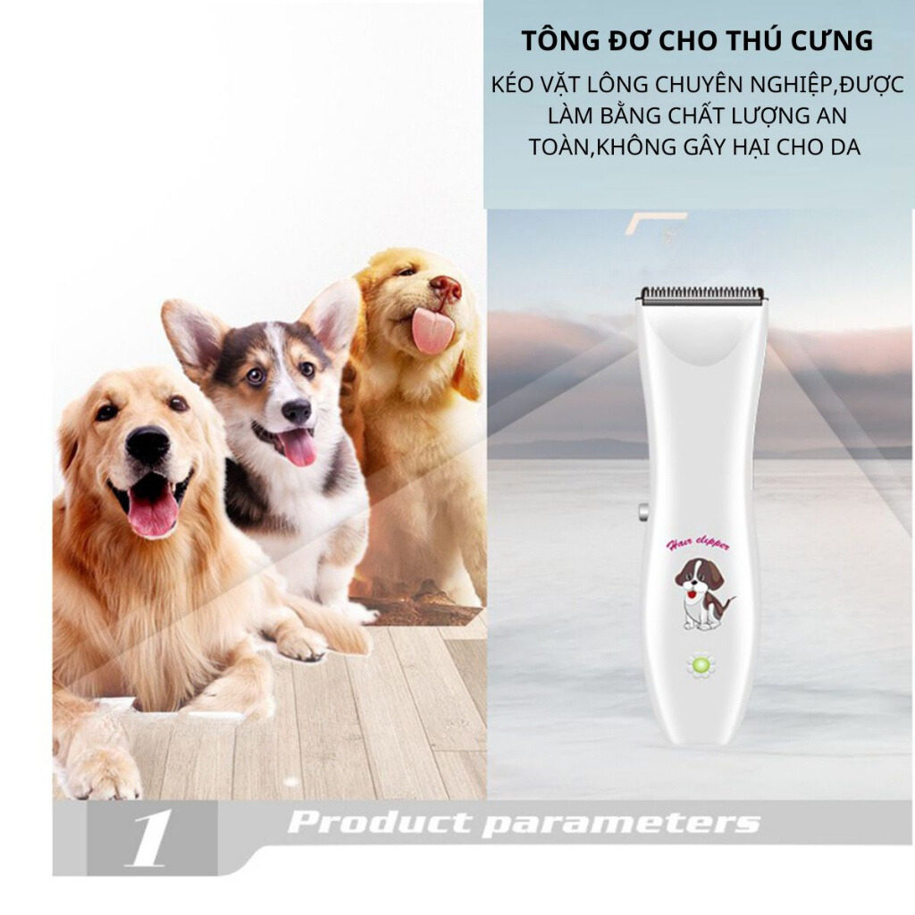 Tông Đơ Cắt Lông Chó Mèo Không Dây Kemei KM–1051, Máy Tăng Đơ Cắt Tỉa Lông Thú Cưng Không Ồn, Bộ Phụ Kiện Chăm Sóc Làm Đẹp Thú Cưng