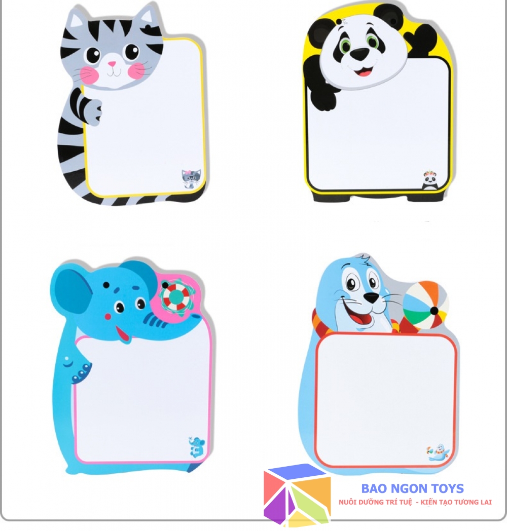 BẢNG VIẾT LÔNG XÓA ĐƯỢC CHO BÉ CHỦ ĐỀ ĐỘNG VẬT NGỘ NGHĨNH - BAO NGON TOYS - BC09