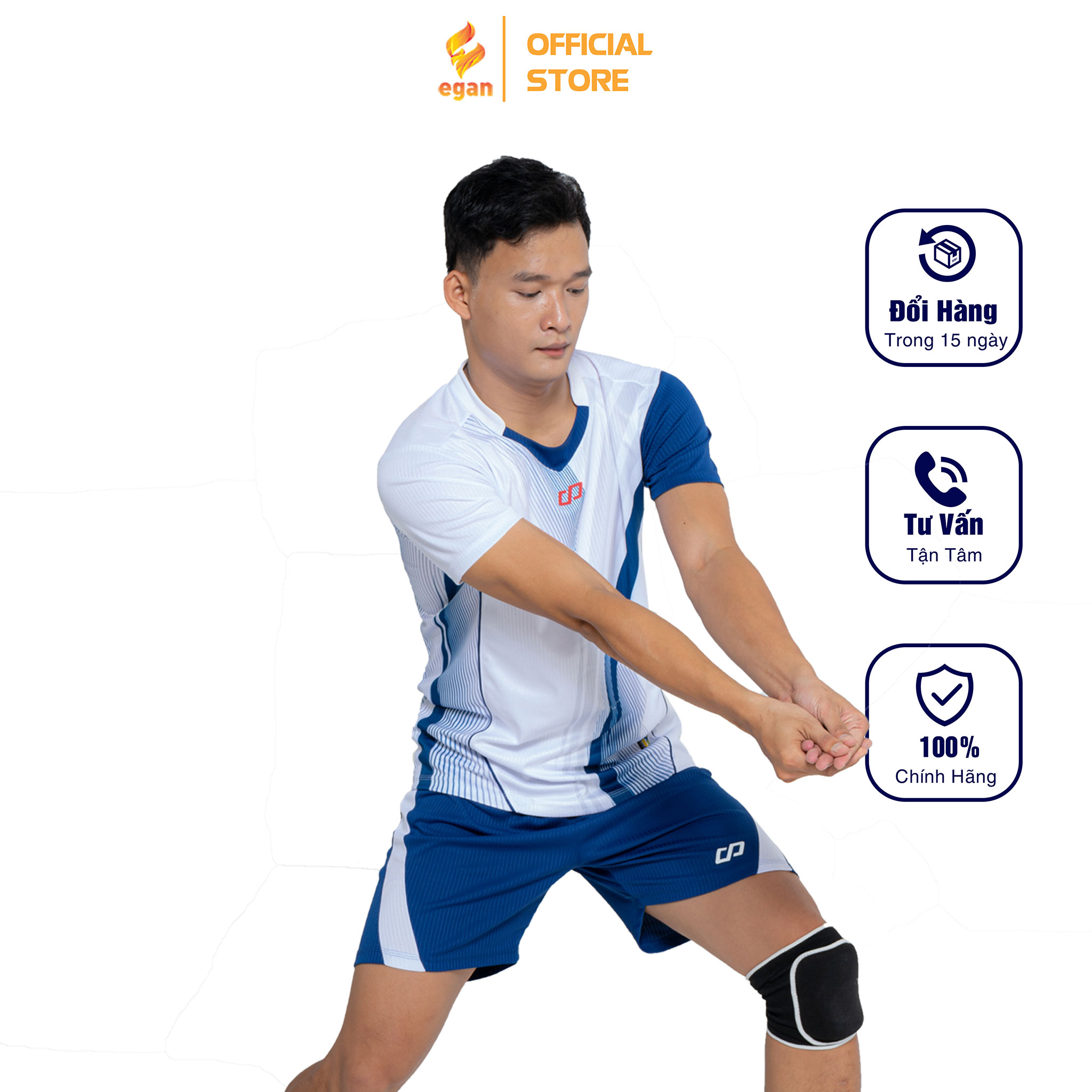 Bộ Quần Áo Thể Thao Bóng Chuyền Màu Trắng Nam ZENTIGA - CP SPORT BC05