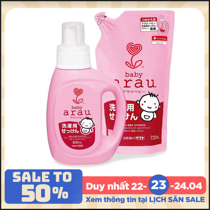 Chai Nước Giặt Arau Baby - Tặng Túi Nước Giặt Arau Baby