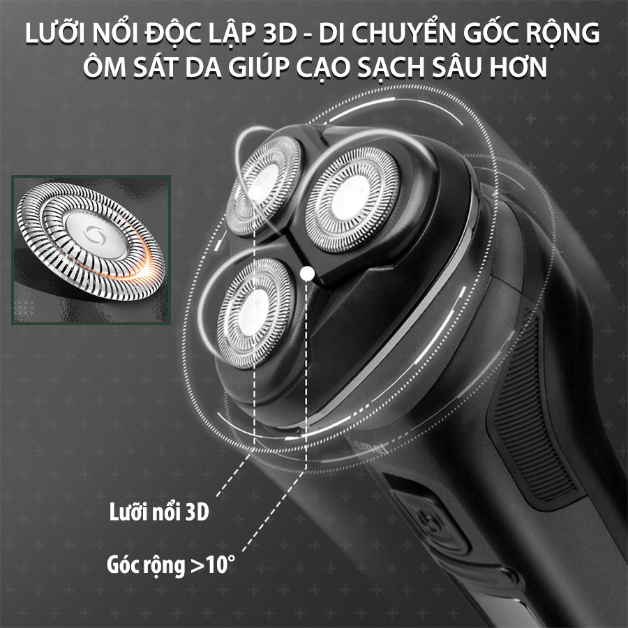 Máy cạo râu khô và ướt KEMEI KM-2805 chống thấm nước IPX7 công suất mạnh 5W pin trâu sạc USB nhanh trong 1 giờ tặng kèm đế đỡ cất giữ máy tiện lợi - hãng phân phối chính thức