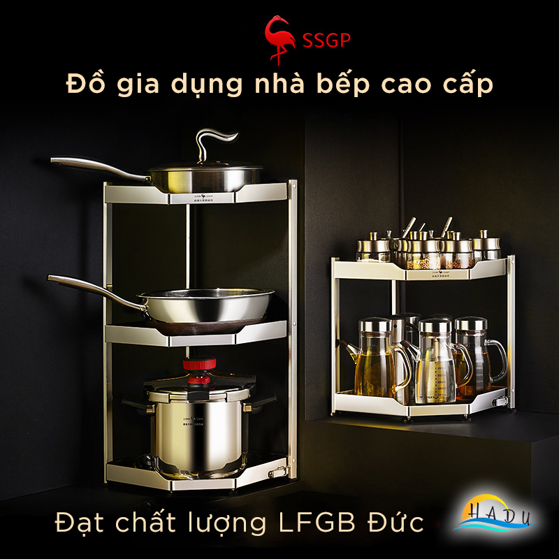 Kệ Góc Tường Inox 304 Tam Giác 2 3 Tầng Nhà Bếp Cao Cấp Đạt Chất Lượng Đức SSGP