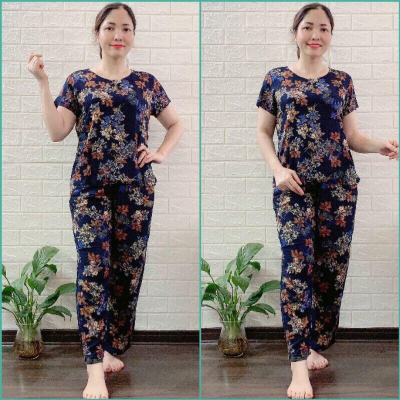 Bộ Lanh Nhung quần Dài Ống Côn - Bộ Lanh Nhung Chất Lượng Mặc Nhà Cho Mẹ Cho Bà