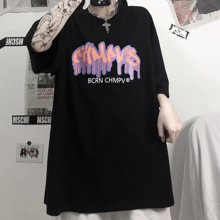 Áo thun tay lỡ form rộng in nổi BCRN CHMPV , áo phông nam nữ form rộng Unisex phong cách ulzzang hàn quốc JASHOP