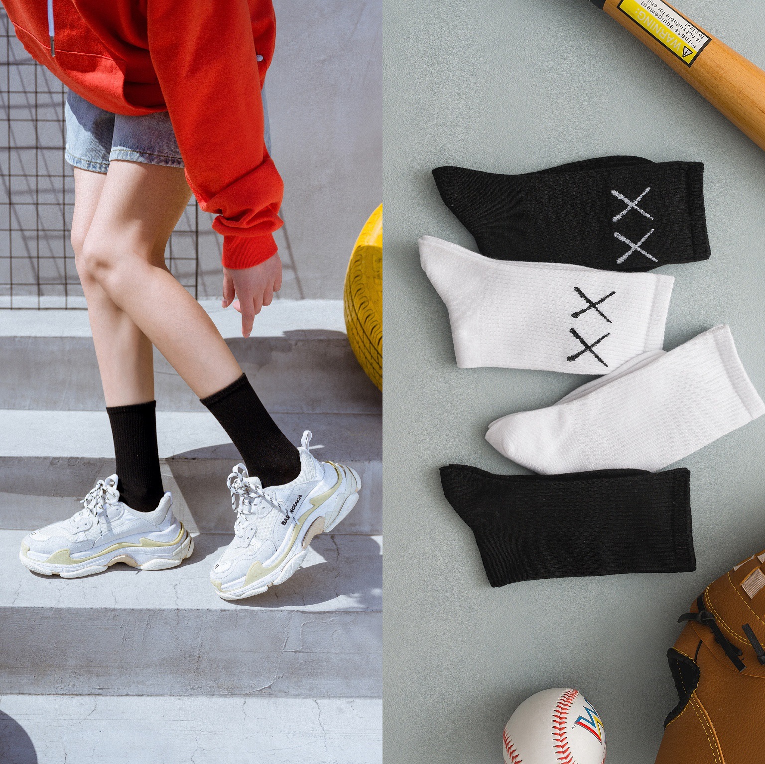 Vớ Cổ Cao Nữ Tất Cổ Cao Nam Tất Trắng Đen Cao Cổ Unisex Thời Trang Logo Xx - Vớ Dài Nữ Thương Hiệu Oem | Zalora.Vn