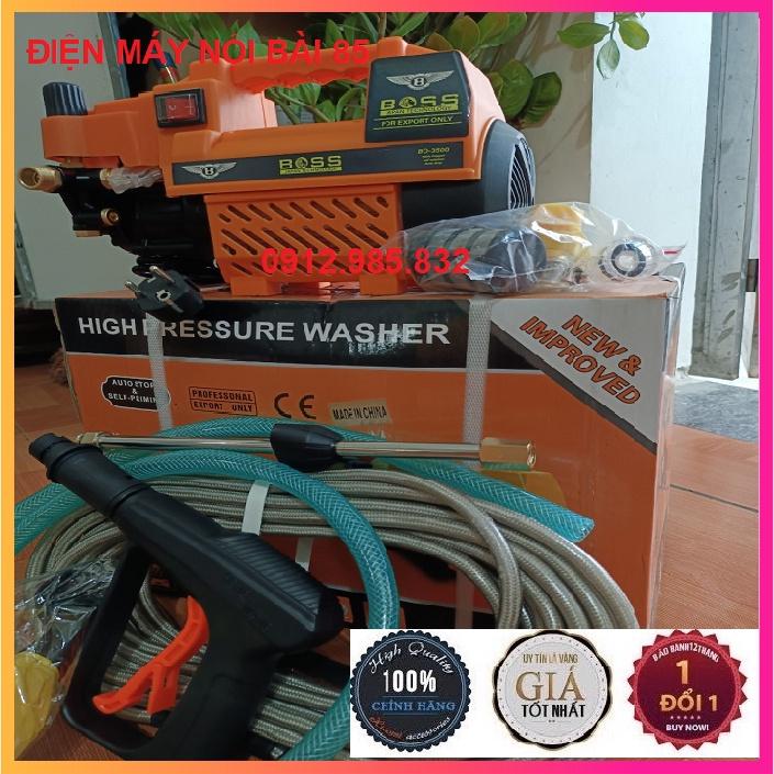 Máy xịt rửa xe máy, ô tô mini áp lực cao BOSCH 3000W Khỏe vô đối có chỉnh áp lực gia đình, dây dài 15m