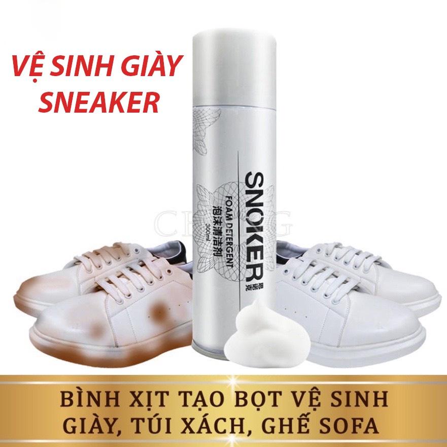 Chai xịt  bọt vệ sinh giày sneaker kèm đầu chải - làm sạch mọi vết bẩn