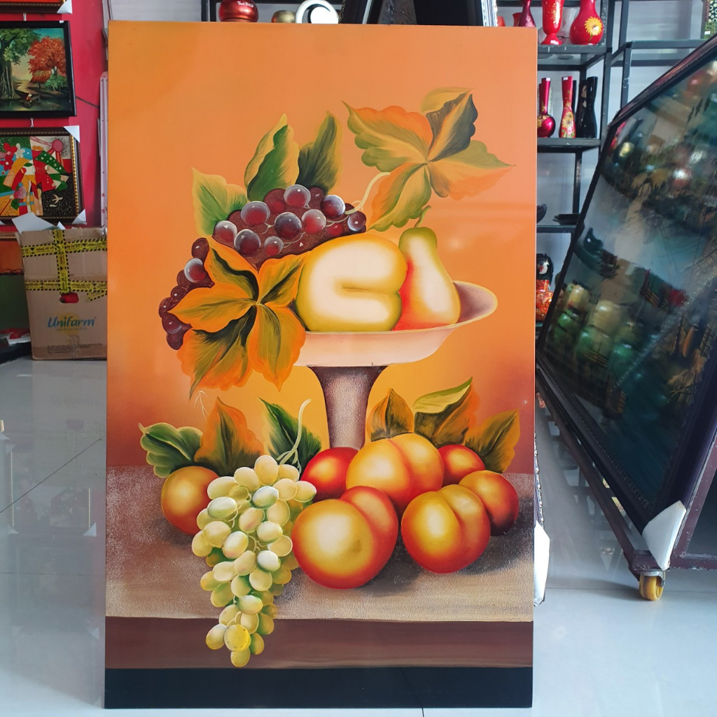 Tranh sơn mài tĩnh vật hoa quả hàng xuất khẩu 50x80 cm, trang trí nhà cửa, văn phòng, làm quà tặng ý nghĩa