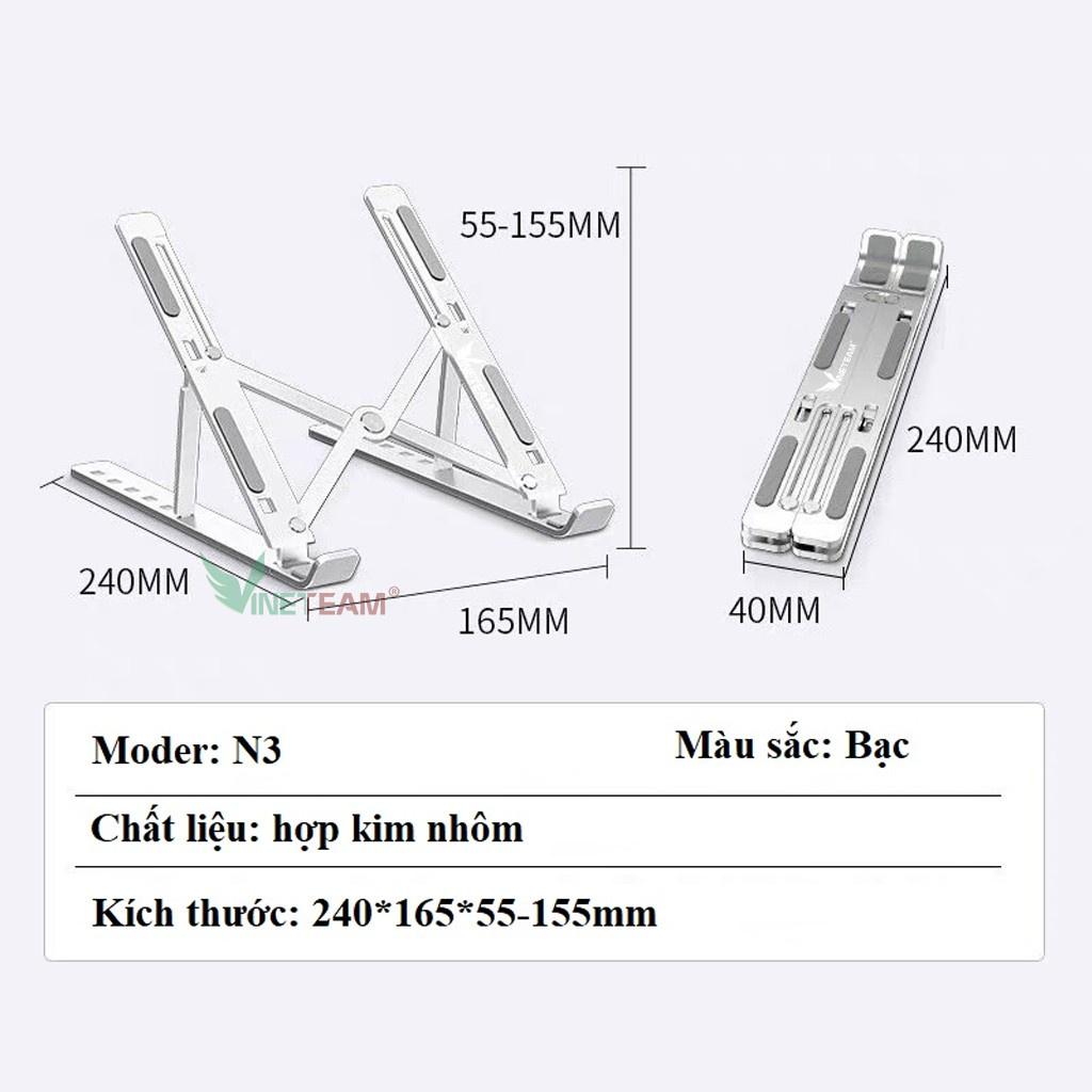 Giá đỡ laptop  bằng hợp kim nhôm mỏng nhẹ có thể điều chỉnh gấp gọn cho Ipad tablet macbook -dc4633