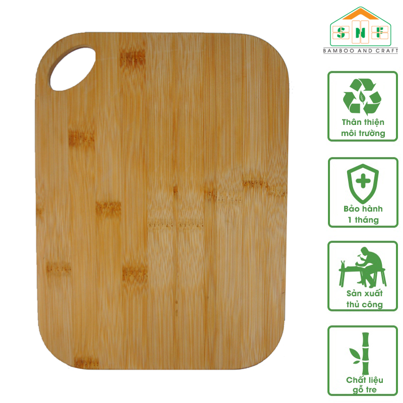 Thớt Tre Tự Nhiên Việt Nam Cao Cấp Không Mùi Kháng Khuẩn Chống Mốc, Chống Mối Mọt 27x20x2 cm - T03