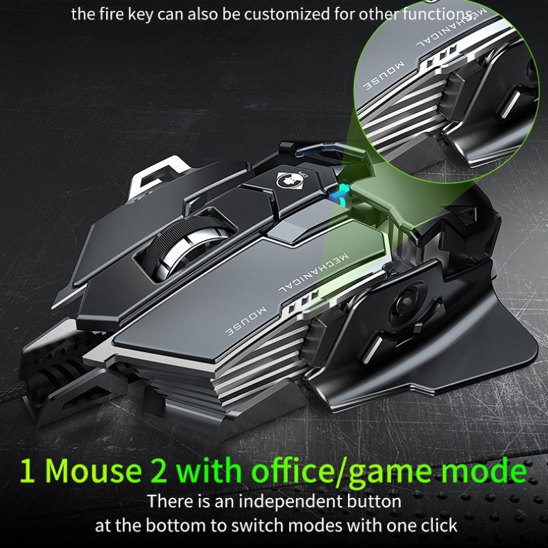 Chuột cơ gaming led RGB 6400DPI - J600B mechanical Gaming mouse