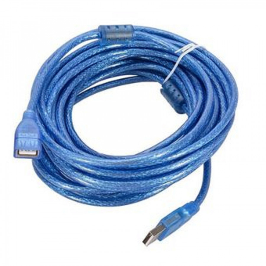 Dây cáp USB 5M Có Cục Chống Nhiễu Màu Xanh
