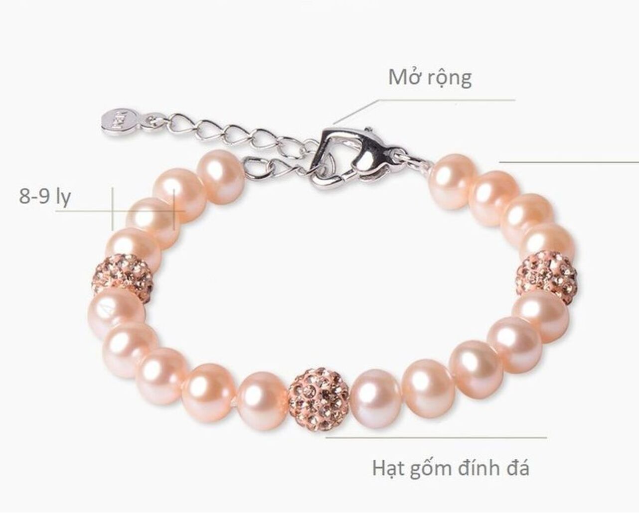 Vòng Tay Ngọc Trai Nước Ngọt Thiên Nhiên Cao Cấp - Chuỗi Đơn Tròn Mix Gốm - Trang Sức Cô Tấm - CERA PEARL - CTJ3610