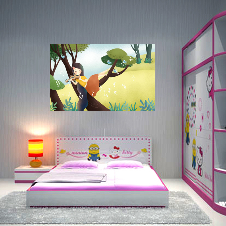 Decal khổ lớn cô bé chơi đàn TMN-49
