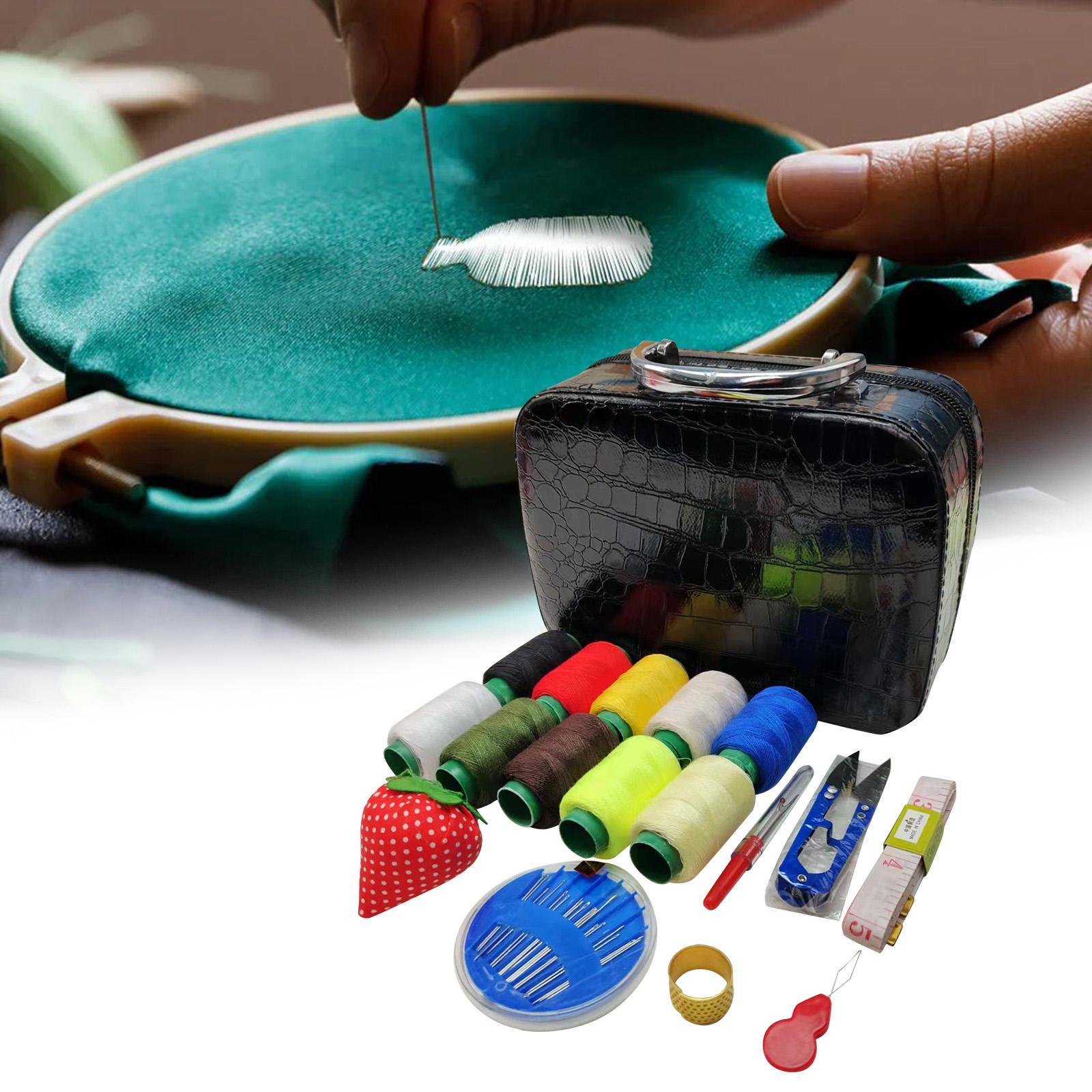 Sewing Supplies Organizer Sewing Accessories Storage Bag Exquisite Pins PU Leather Thread Sewing Box for Clothes Mending Embroidery Handwork