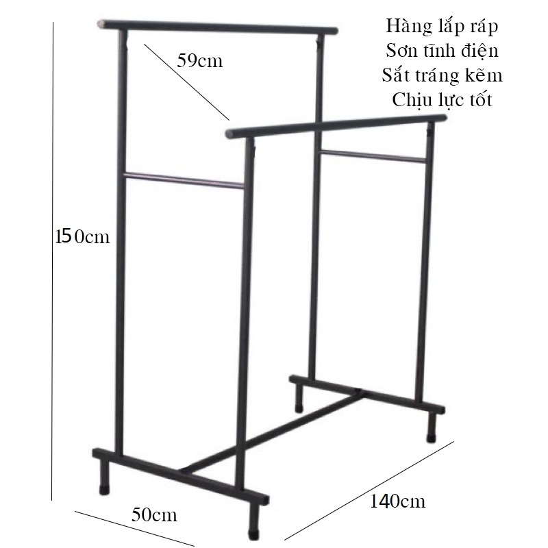 Giá phơi quần áo kép hai tầng - chịu lực 150kg - Giá tại Xưởng