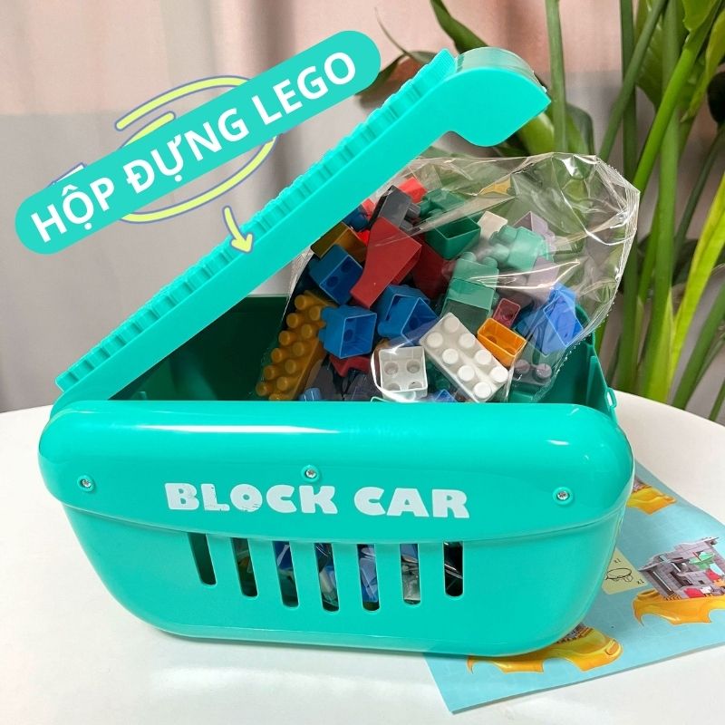 Xe ô tô đồ chơi khủng long vịt máy xúc chở 124 chi tiết lego cho bé trai gái lắp ráp sáng tạo, quà tặng sinh nhật cho bé