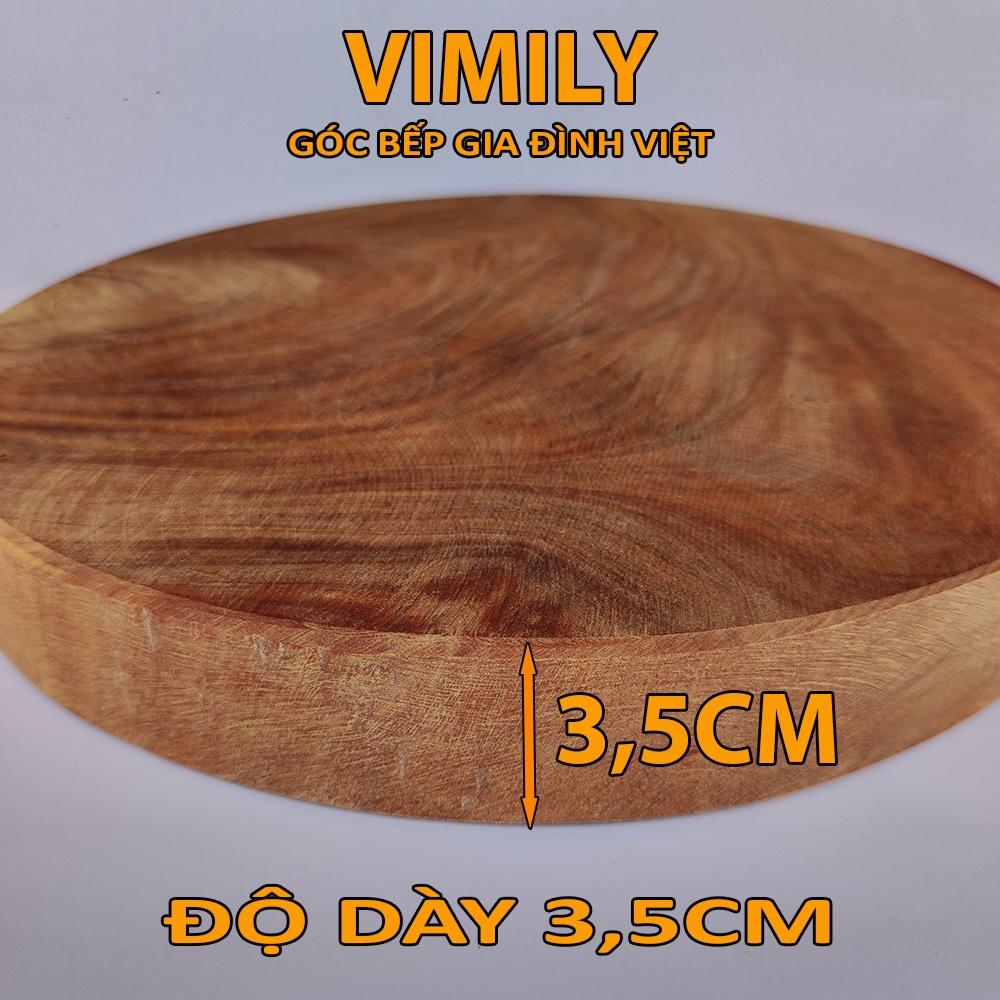 Thớt gỗ nghiến Tây Bắc núi đá tròn không tâm chặt nhẹ cắt thái xắt cao cấp siêu bền VIMILY kích thước 27x3cm