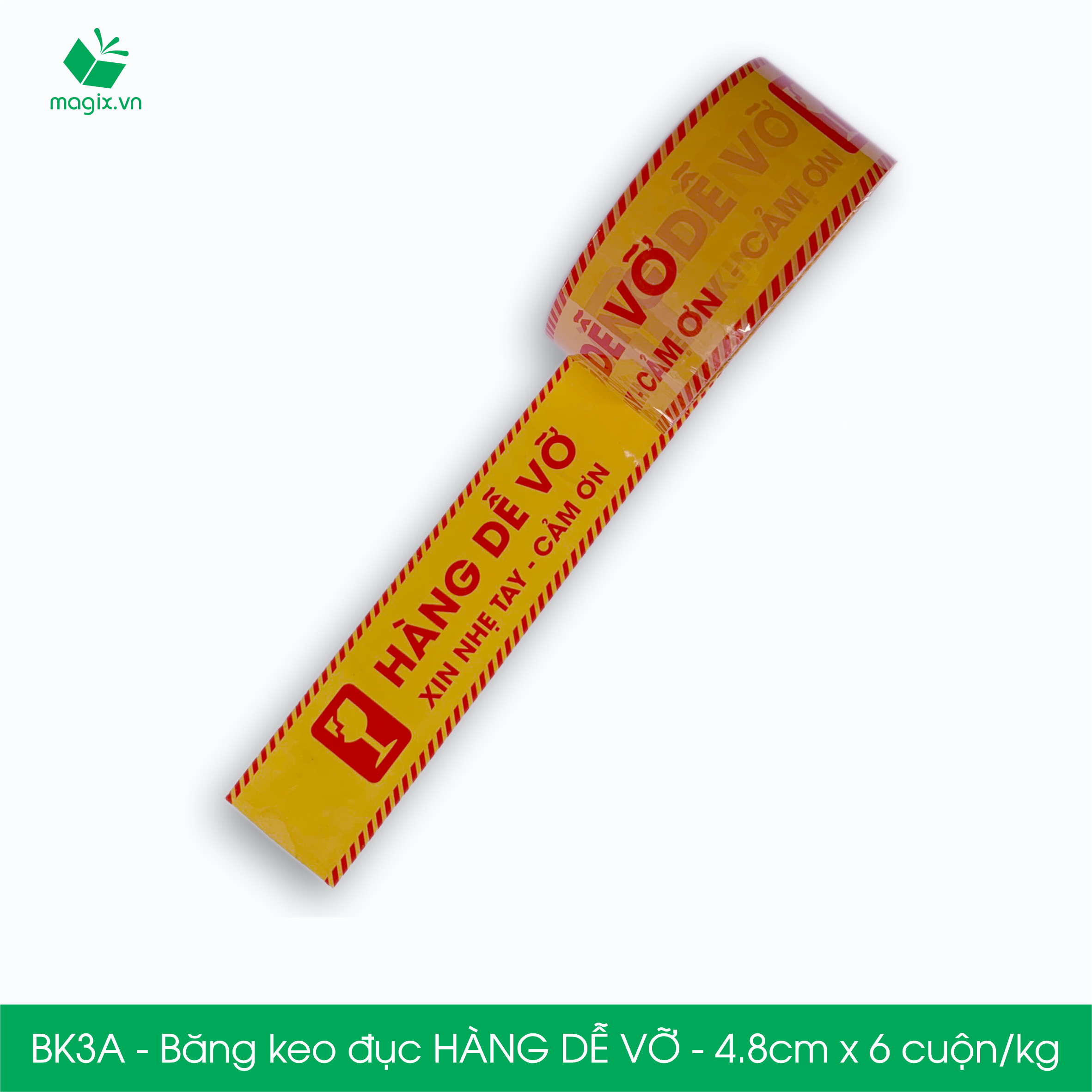 BK3A - Băng keo đục HÀNG DỄ VỠ - Băng dính NIÊM PHONG - 6 cuộn