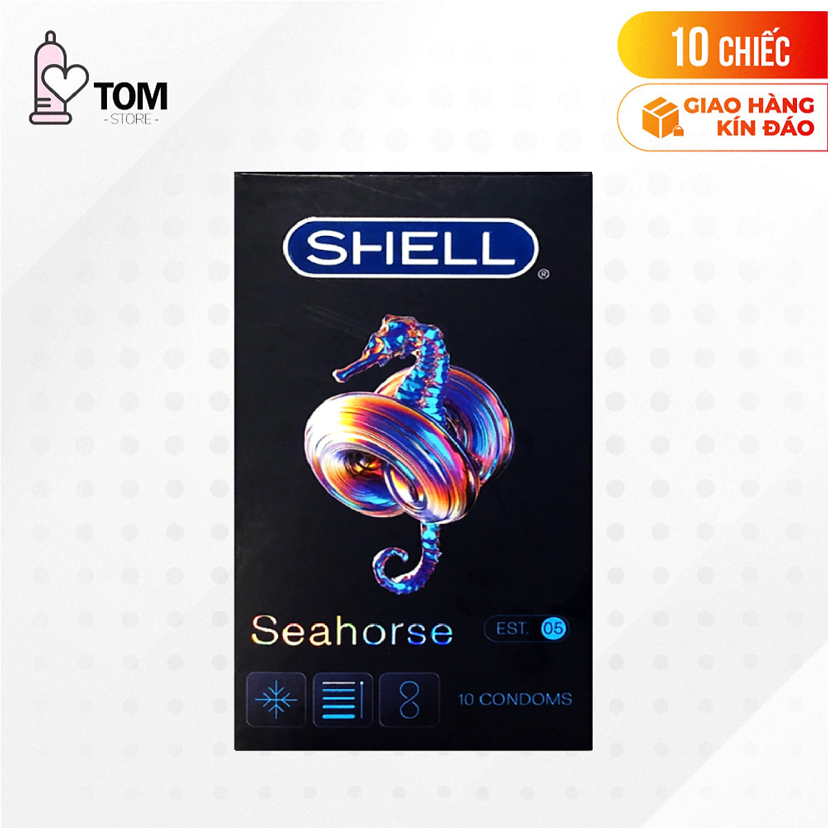 Hình ảnh Bao cao su Shell Seahorse - Kéo dài thời gian - Hộp 10 cái