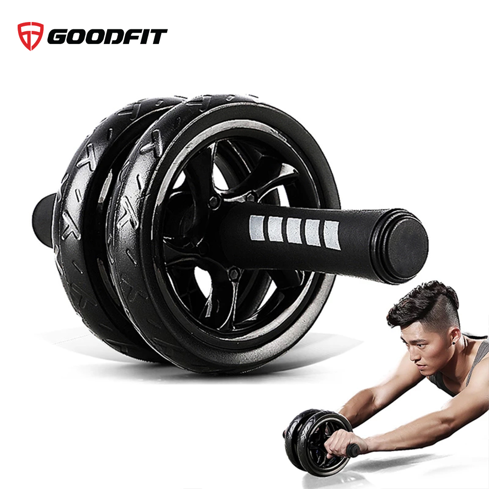 Con lăn tập bụng, con lăn tập cơ bụng 2 bánh GoodFit tay cầm lõi thép chịu tải 150kg, tập gym tại nhà Goodfit GF601AB