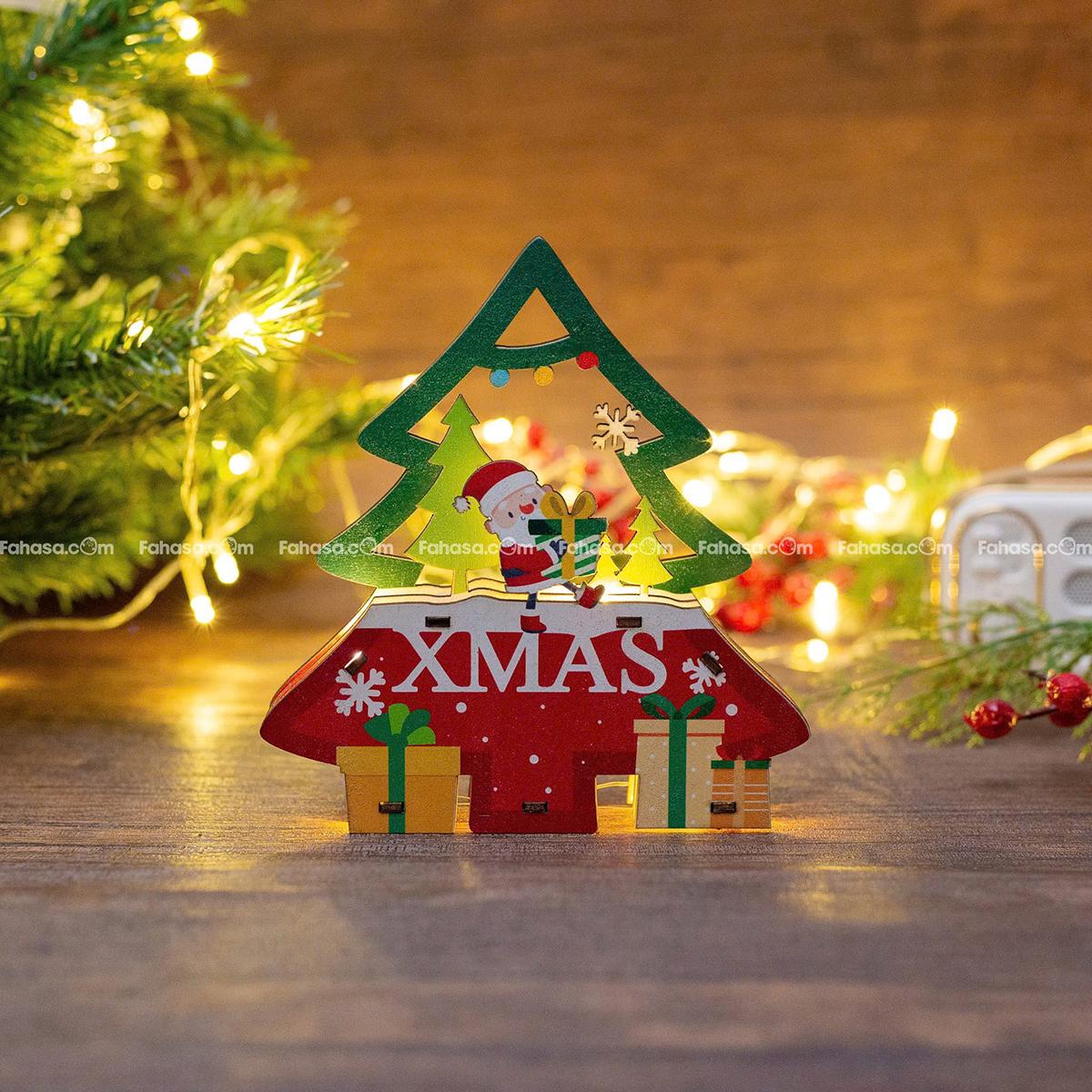 Đèn Gỗ Trang Trí Giáng Sinh - Bách Mộc - Cây Thông Hộp Quà