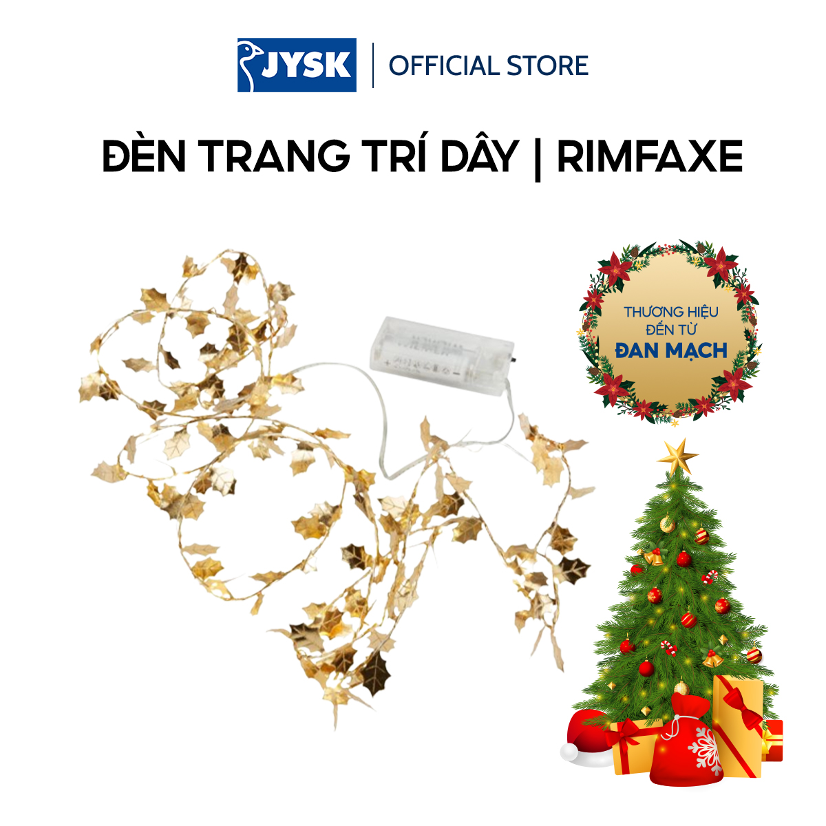 Đèn trang trí dây | JYSK Rimfaxe | vàng | D190cm
