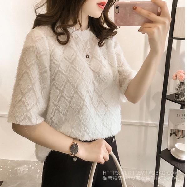 Áo voan nữ công sở tay lỡ hoa nổi dịu dàng thiết kế không may viền nên khách chú ý xem kỹ ảnh mẫu