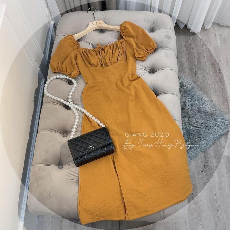 Váy cổ vuông cúp ngực