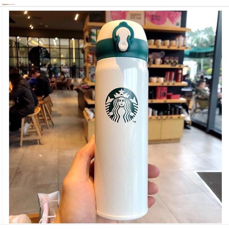 Bình Giữ Nhiệt Nóng Lạnh Starbuck Màu Trắng, Bình Nước Giữ Nhiệt Inox 304 Cao cấp - Dung tích 500ml - 85k