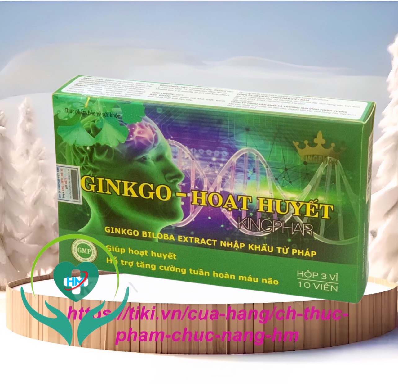 Viên uống tăng cường tuần hoàn não Ginkgo - Hoạt huyết Kingphar, hộp 30v
