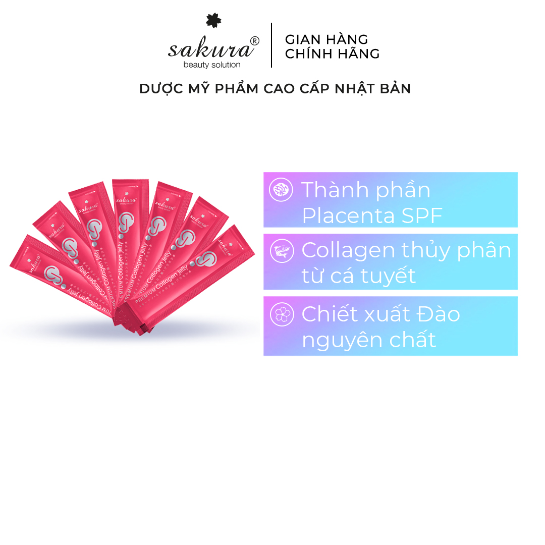 7 thanh Thạch Collagen Dưỡng Nhan Sakura Premium Collagen Jelly Placenta