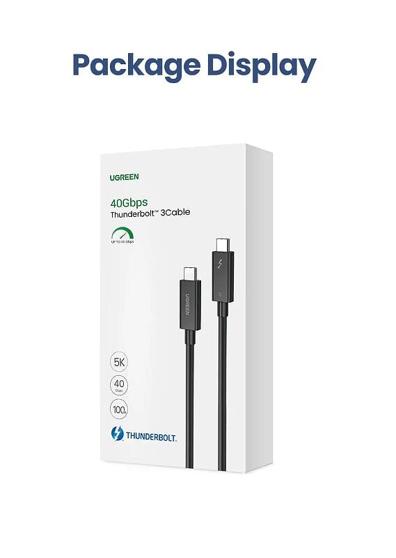 Ugreen UG70952US341TK 2M 40Gbps 100W USB 3.1 cáp USB type C Thunderbolt 3 hỗ trợ PD 79052 màu đen - HÀNG CHÍNH HÃNG