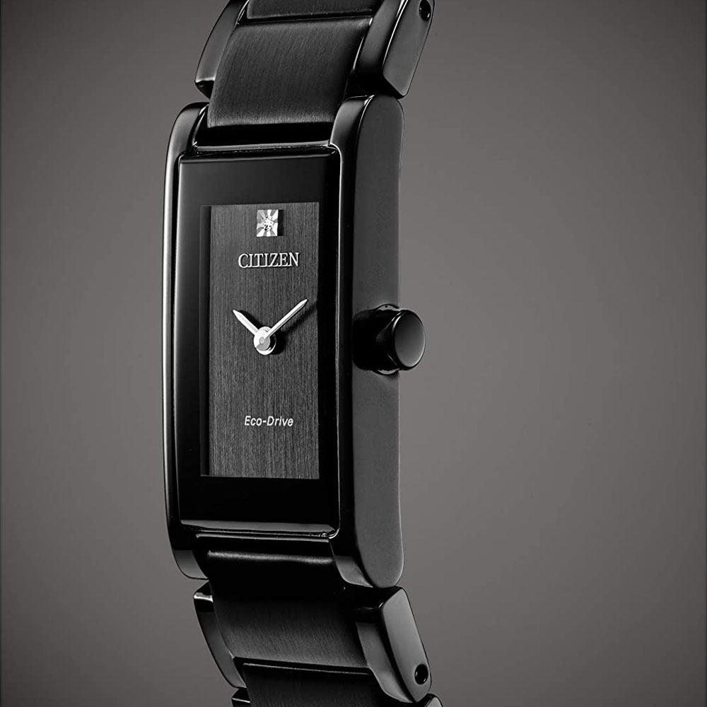 Đồng Hồ Nữ Citizen Đính Kim Cương Dây Thép Không Gỉ EG7055-51E - Mặt Đen