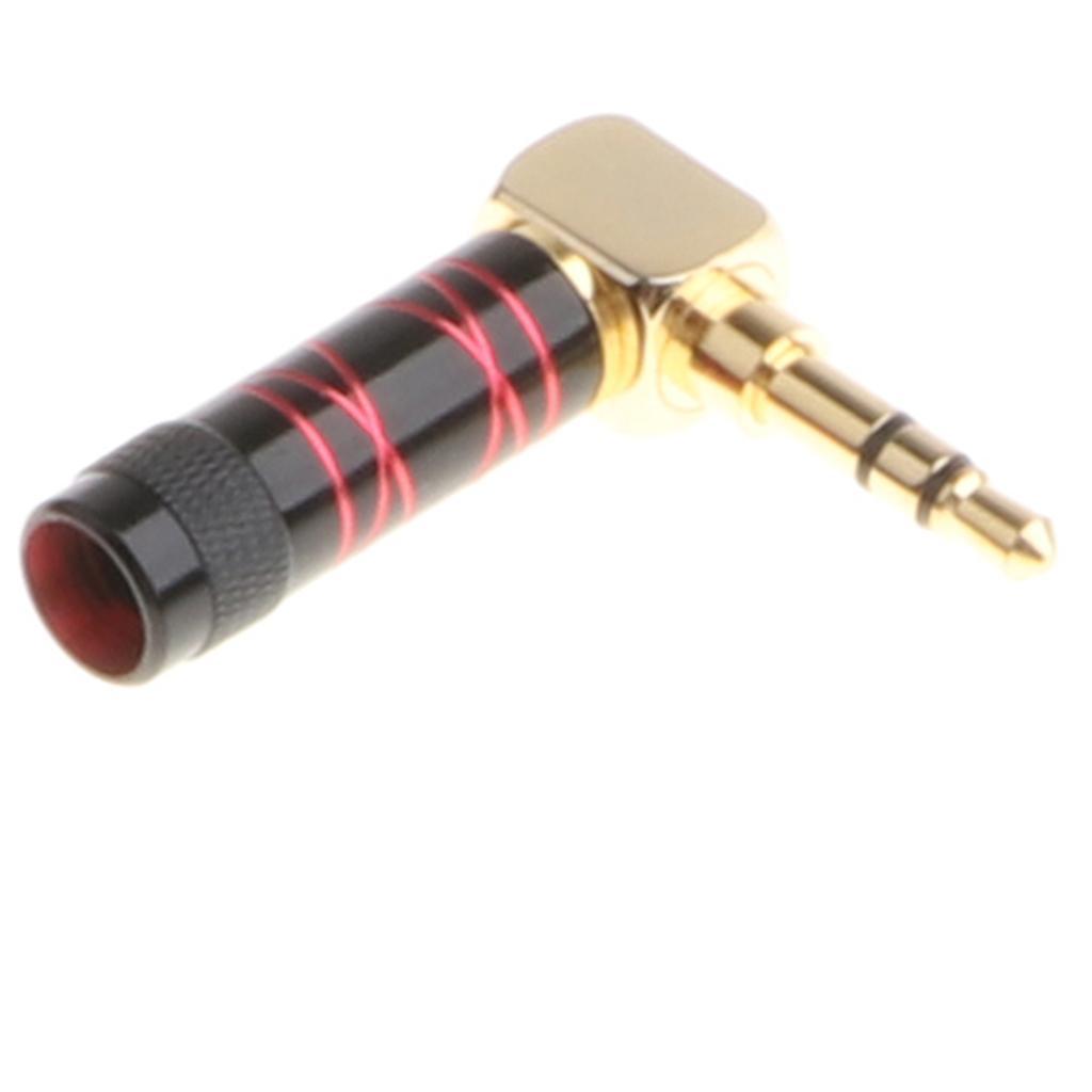 2-6pack 3.5mm Right Angle Male Plug Gold Plated Solder Connector for Phone Red