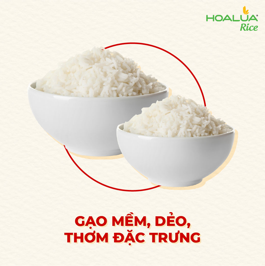 Gạo Hoa Lúa Đỏ - Túi 5kg - Dẻo mềm, Vị ngọt đậm, Thơm đặc trưng