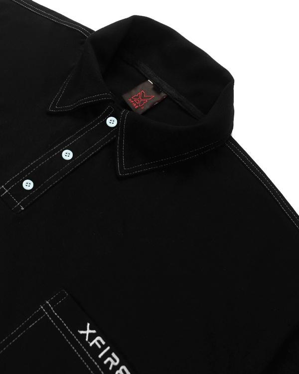 Áo Phông Thun Polo Nam Nữ Form Rộng Cá Sấu Ngắn Tay Có Túi Màu Đen Ver3 Local Brand by Xfire Unisex POLOVER3CASD622