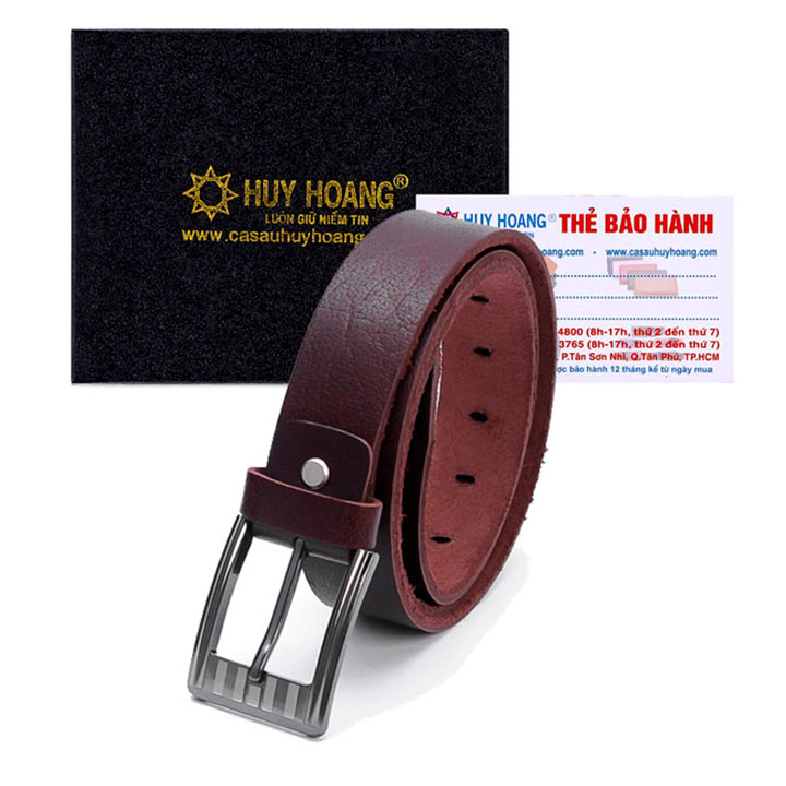 HJ4106 - Dây nịt nam da bò Huy Hoàng màu nâu